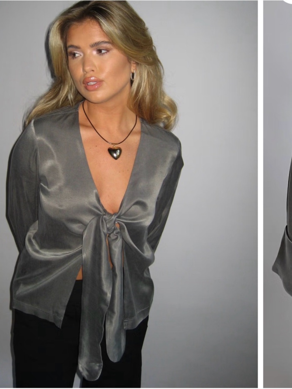 Djerf Avenue Tie Top in Storm size L